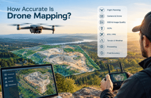 Drone mapping survey showing detailed aerial imagery of a construction and land area